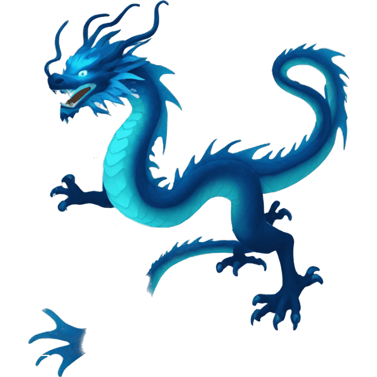 blue chinese dragon, full body silhouette, blue energy emoji