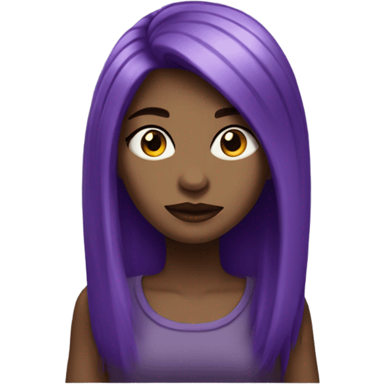 purple hair alt girl with black eyes emoji