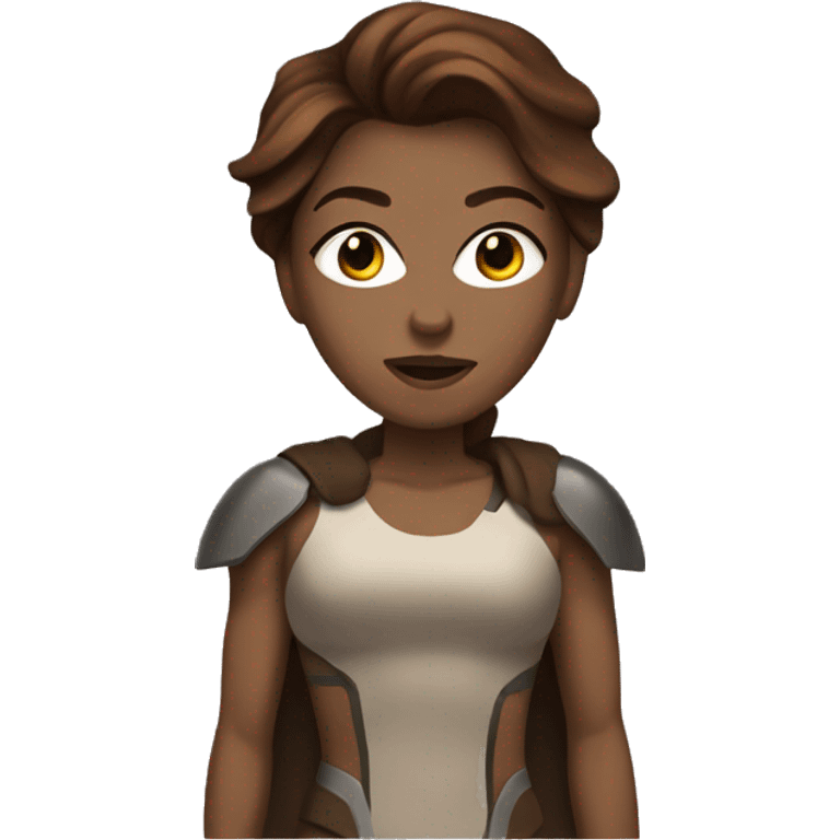 ironwoman with brown hair and mask emoji