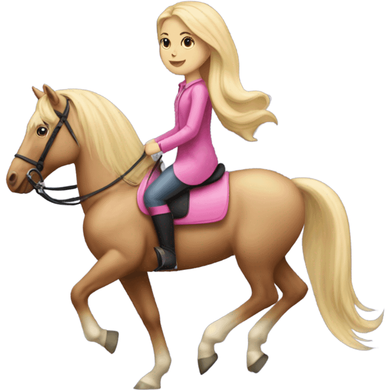 long blonde hair girl riding a pink horse  emoji