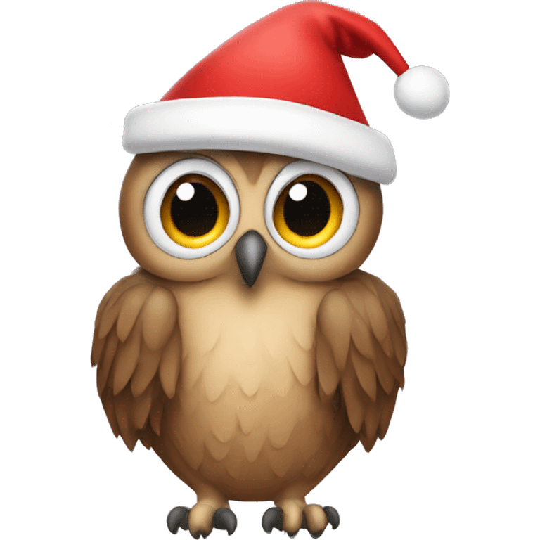 Owl wearing a Santa hat emoji