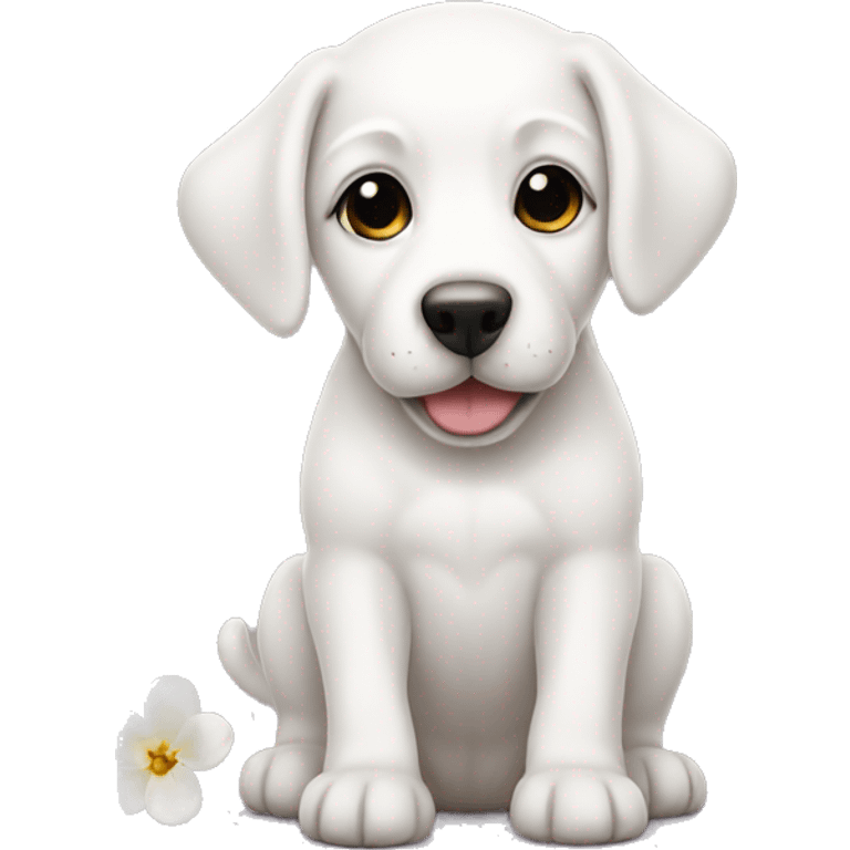 White puppy  flowered  emoji