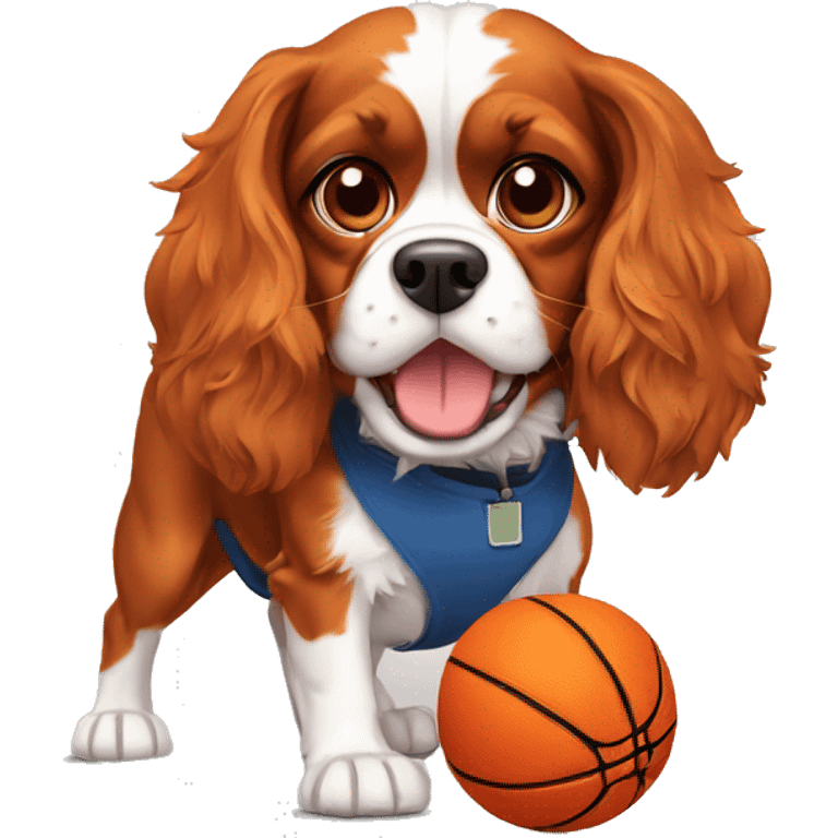 cavalier king charles paying basketball  emoji