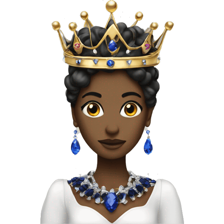 a queen black crown with saphires emoji