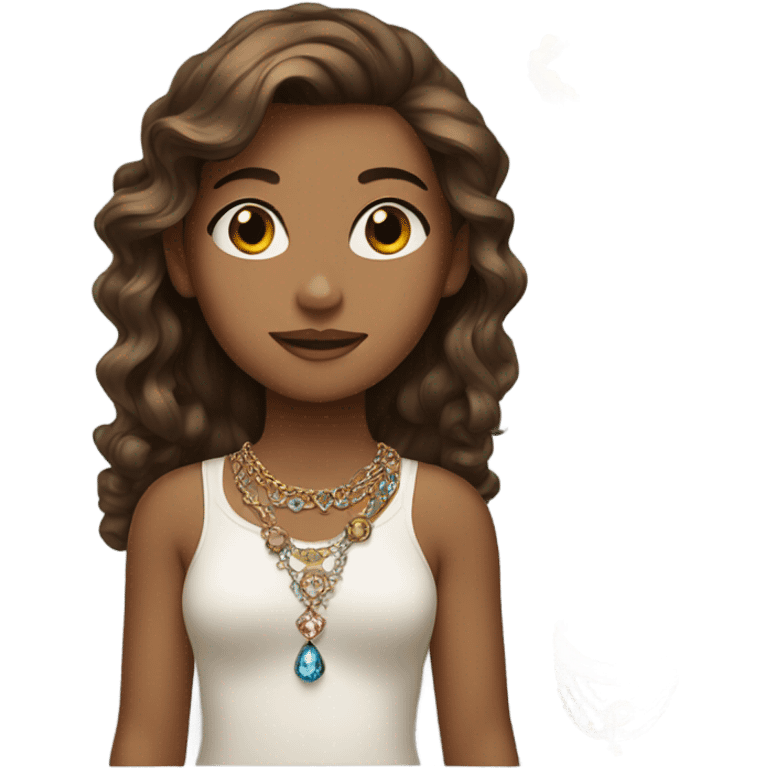 brown haired girl with jewelry emoji