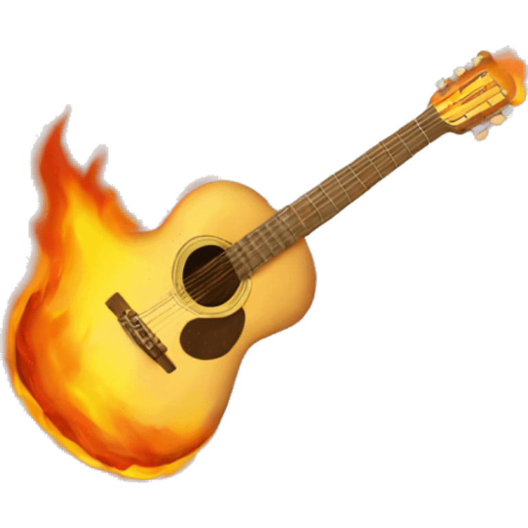 beige acoustic guitar on fire emoji