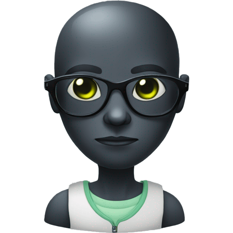 black alien with perscription glasses emoji