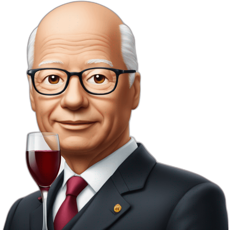 Klaus Schwab avec un verre de vin rouge emoji