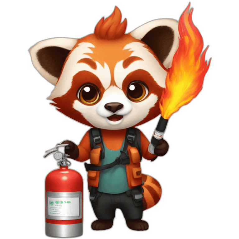 Red panda using fire extinguisher  emoji