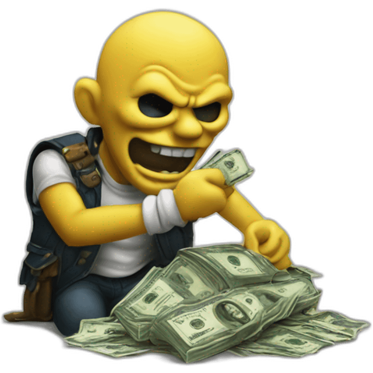 Eddie from Iron Maiden counting money emoji