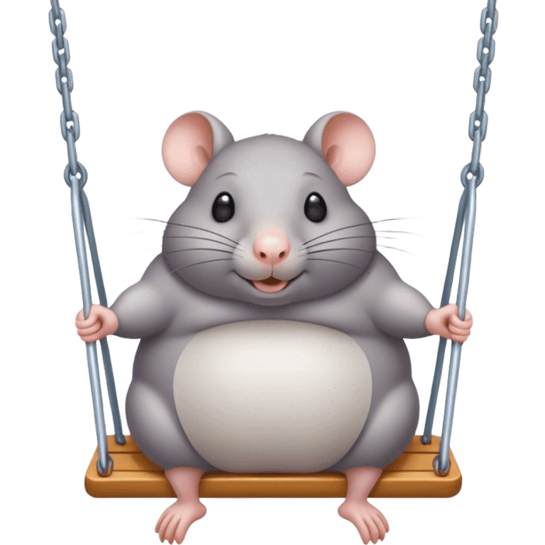 Fat gray rat on the swings emoji