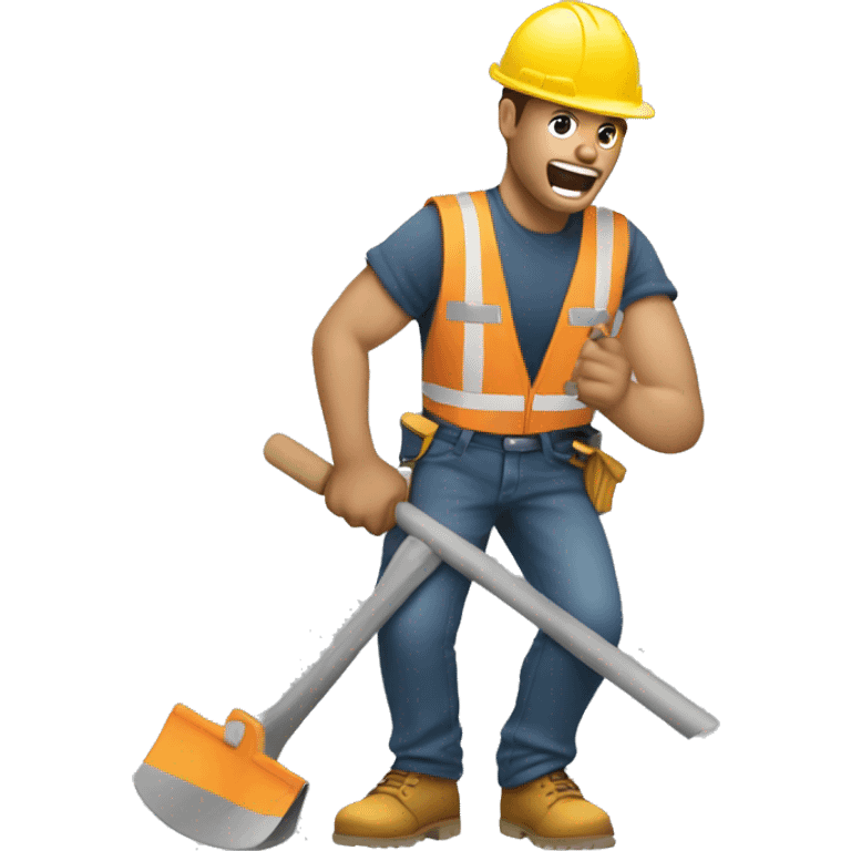 contruction worker breaking things emoji