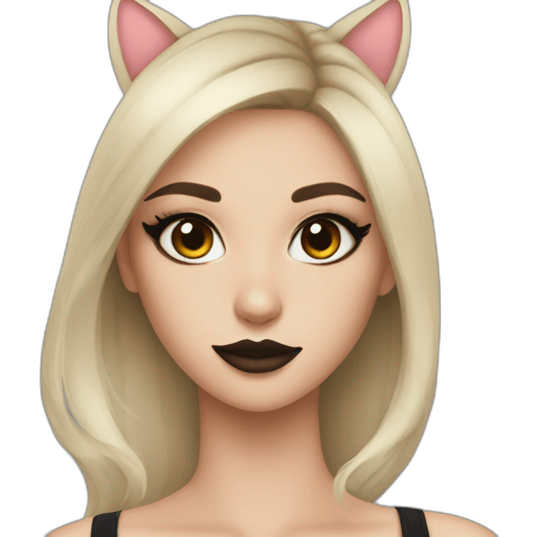 girl makeup with black cat emoji