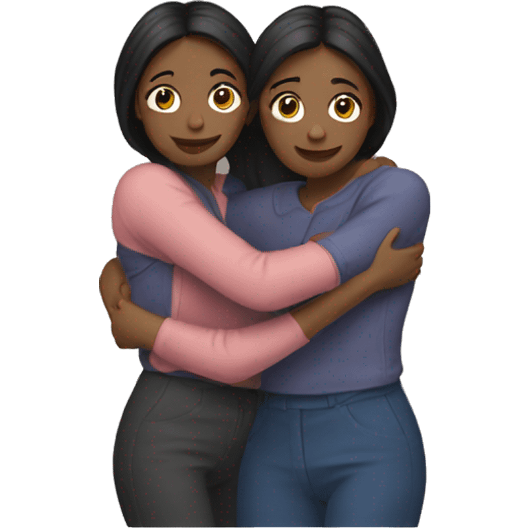 2 sisters hugging emoji