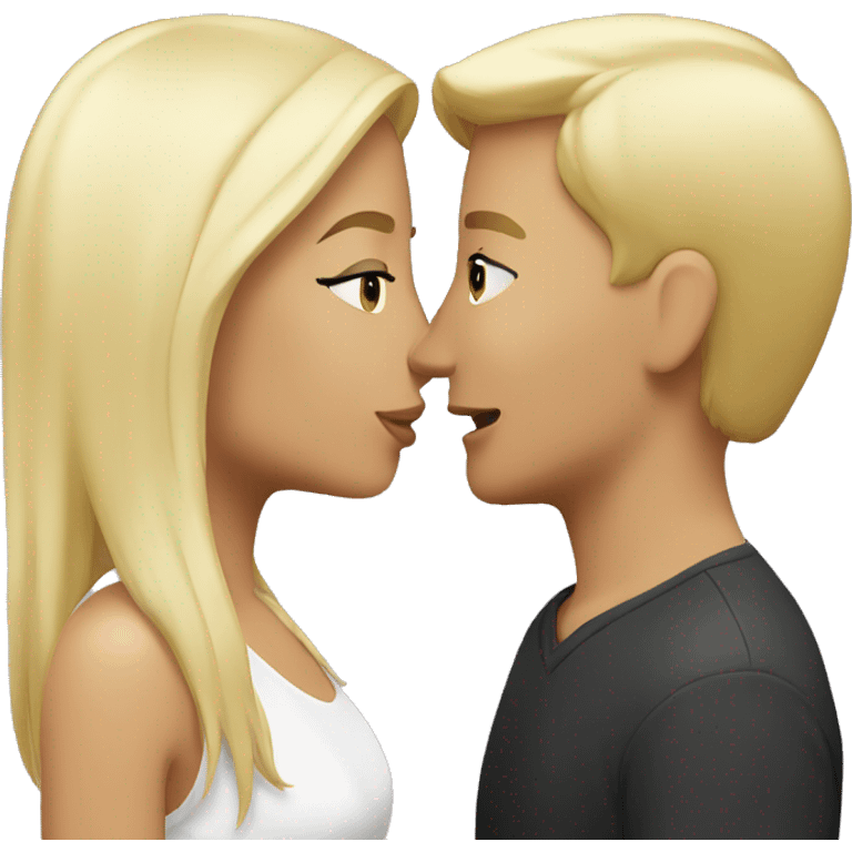 Couple kissing Blonde and brunette emoji