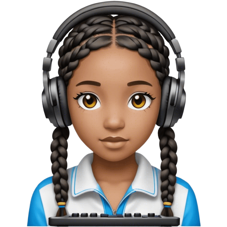 Black teen girl DJ with braids emoji