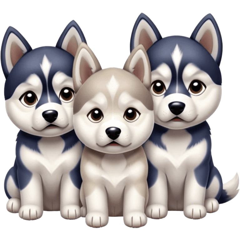 sad three puppies 
huskies look pitifully emoji