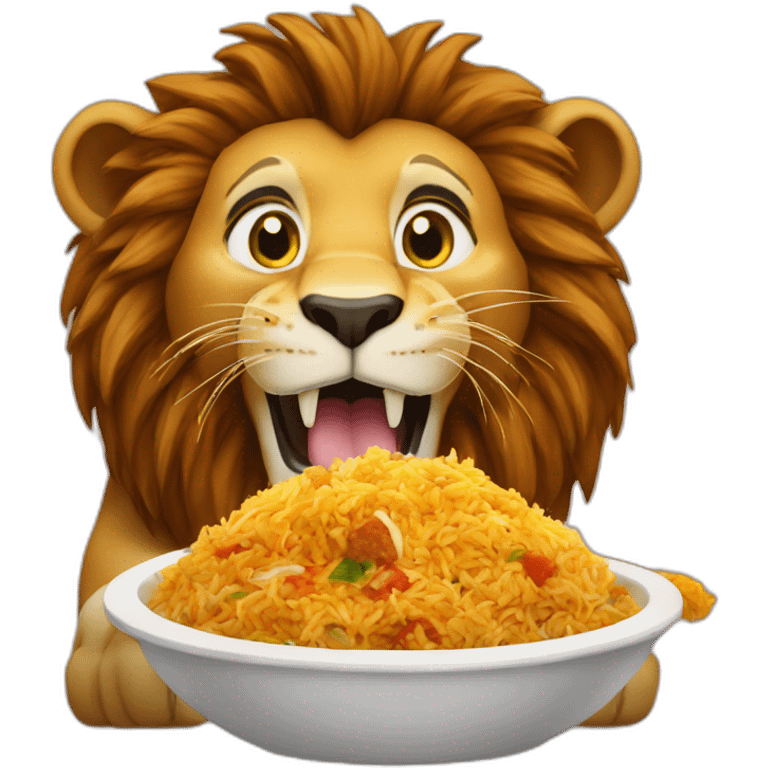 Lion cube eating biryani  emoji