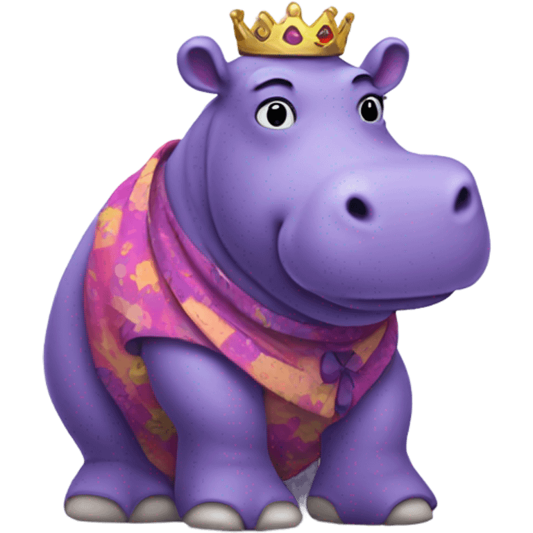 purple hippo in a dress emoji