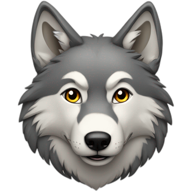 wolf sitting on phonme emoji