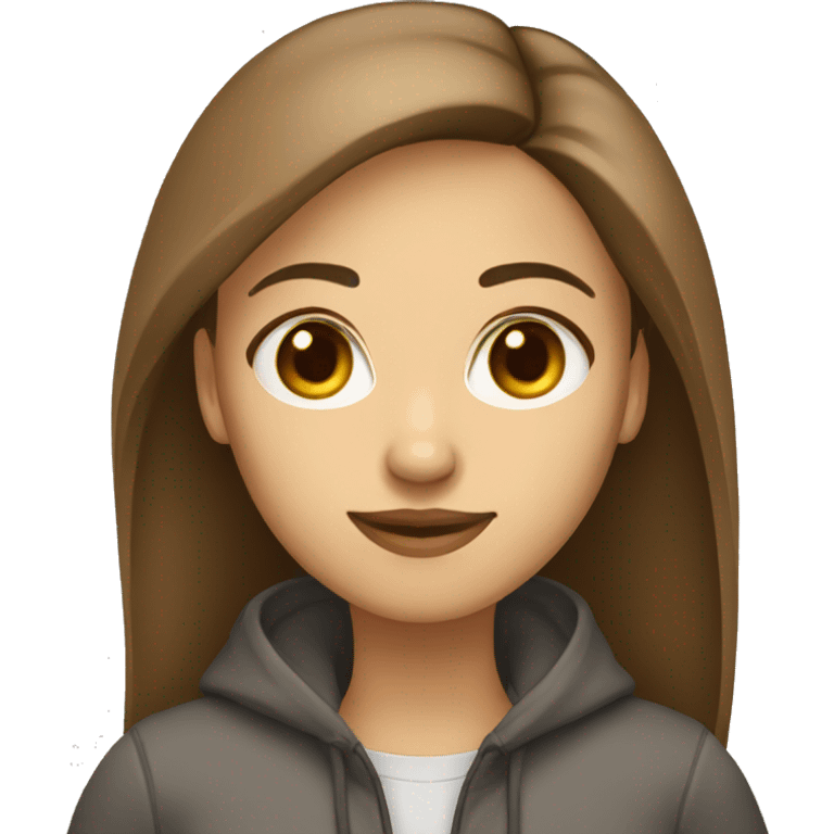 female coder long straight hair brown brown eyes emoji