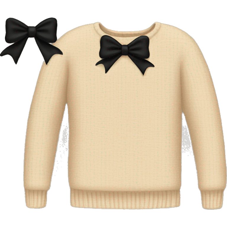 Beige sweater and black bow on it emoji