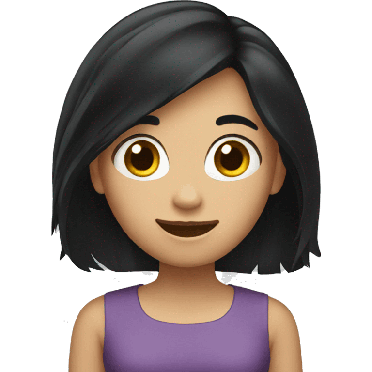 Girl long black hair waving emoji