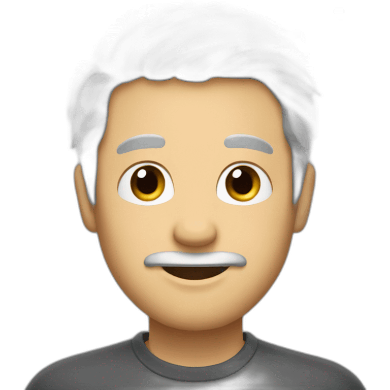 male with gray hair with words happy monday emoji