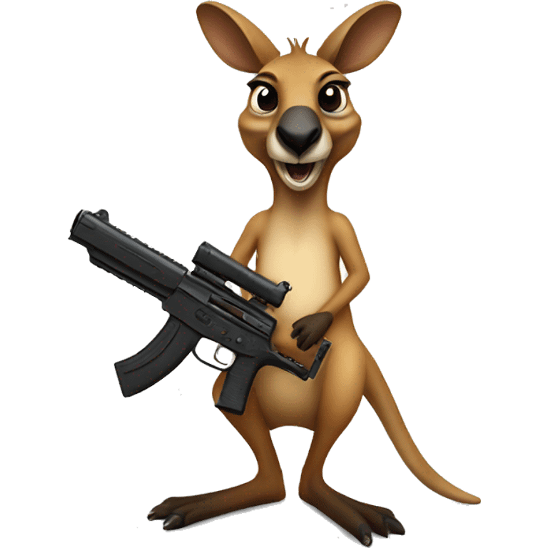 kangaroo holding a gun  emoji