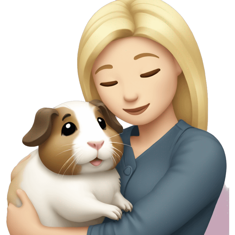 Blonde Woman hugging a guineapig emoji