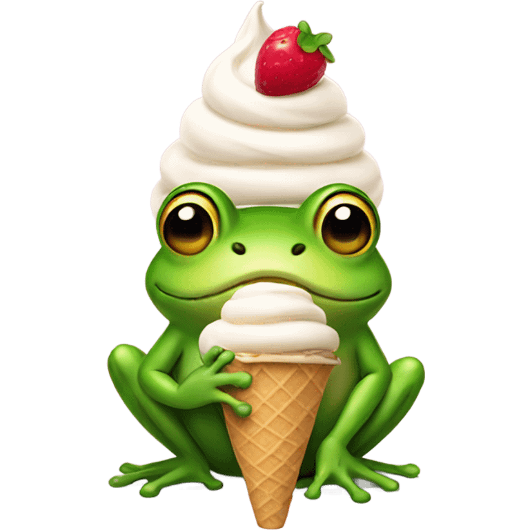 Frog with an ice cream  emoji