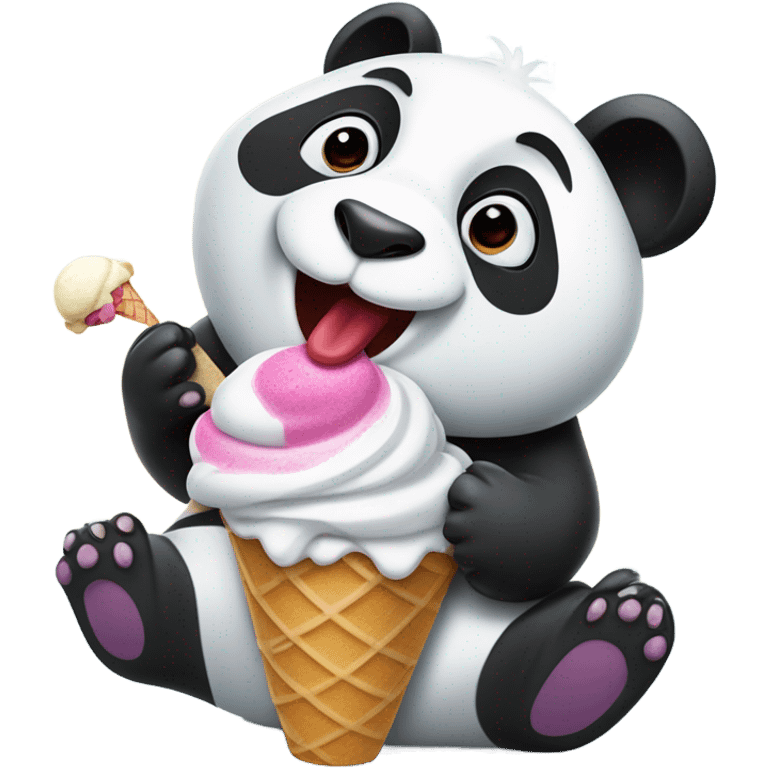 Panda eating ice cream emoji