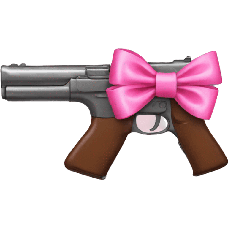 gun with pink bow wrapper around it emoji