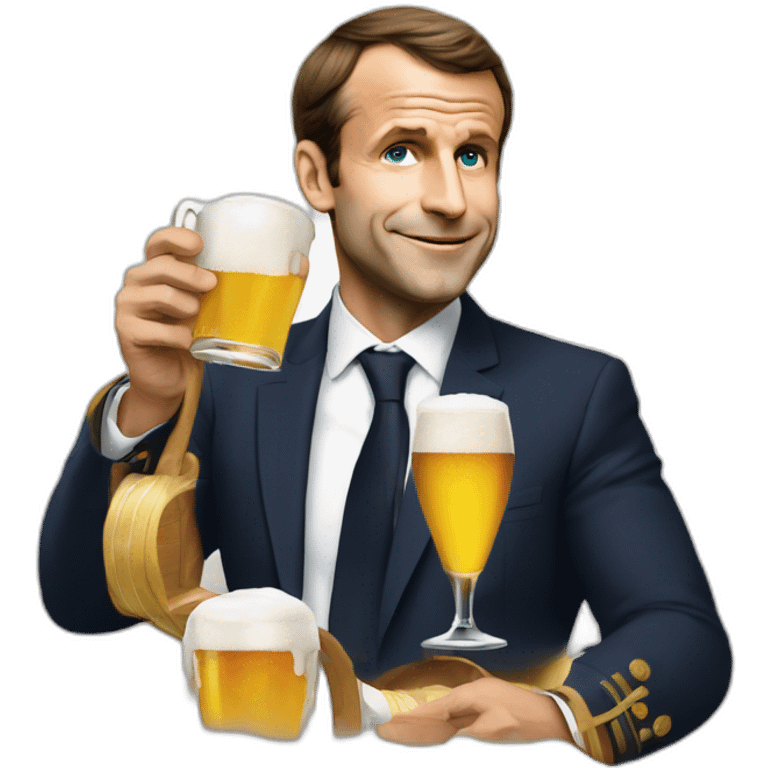 Macron, qui boit une bière emoji