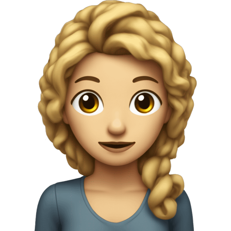 Femme de dos avec des cheveux brin et un seul œil dernière la tête un siclope emoji