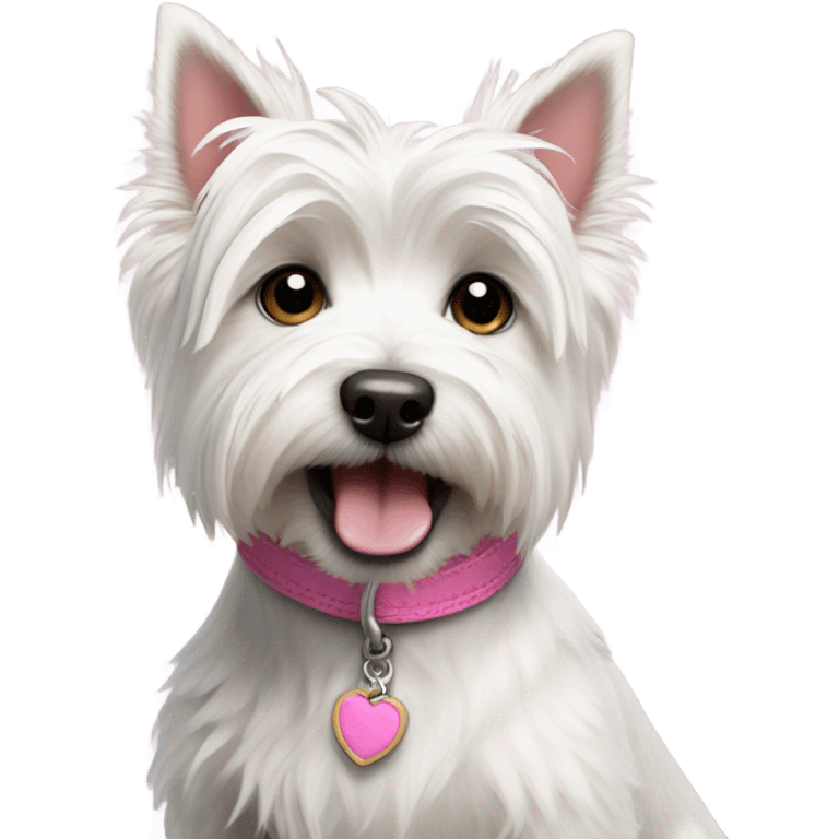 standing up westie highland terrier with pink collar  emoji