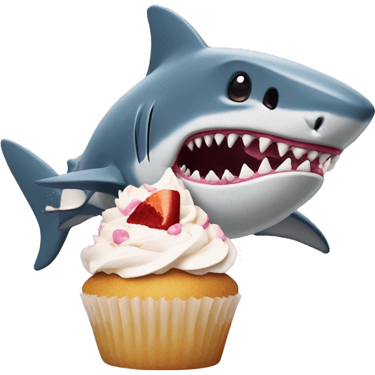 shark eating cupcakes emoji