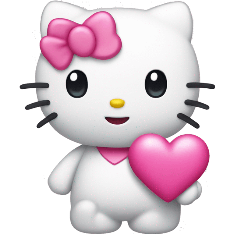 hello kitty with pink heart emoji