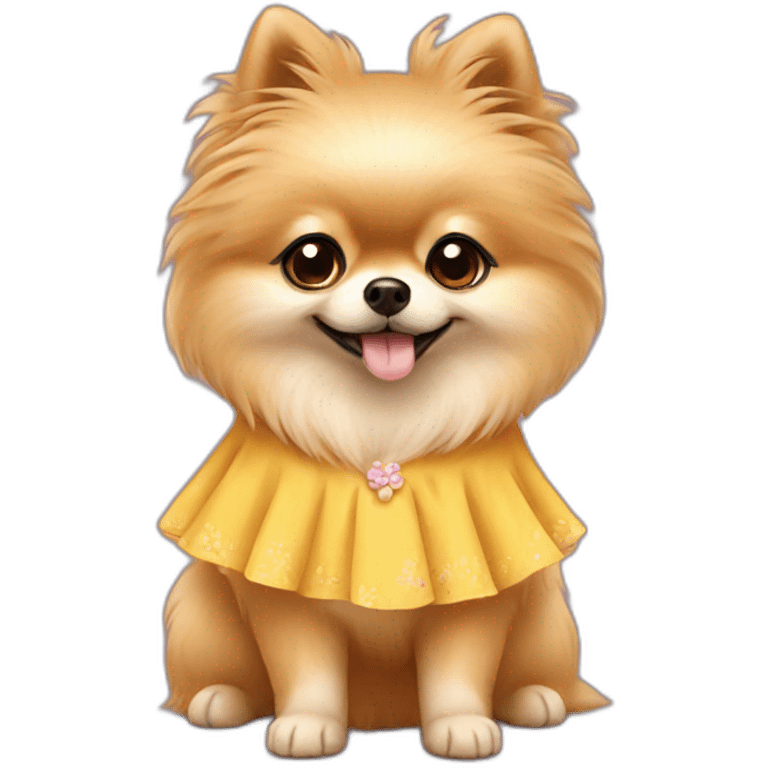 pomeranian wearing dress emoji