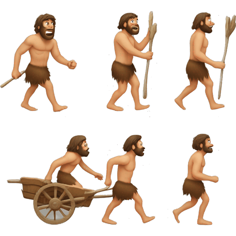 caveman pulling cart on his back emoji