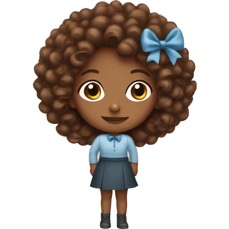 Brown girl with brown curly hair wearing a a bow emoji