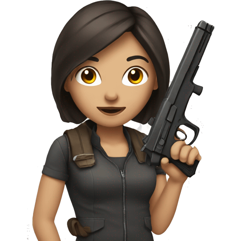 brunette holding a gun  emoji