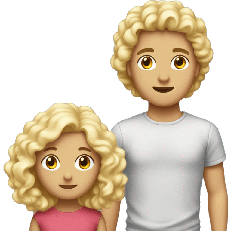 Un garçon brun avec des cheveux bouclés et une fille blonde  emoji