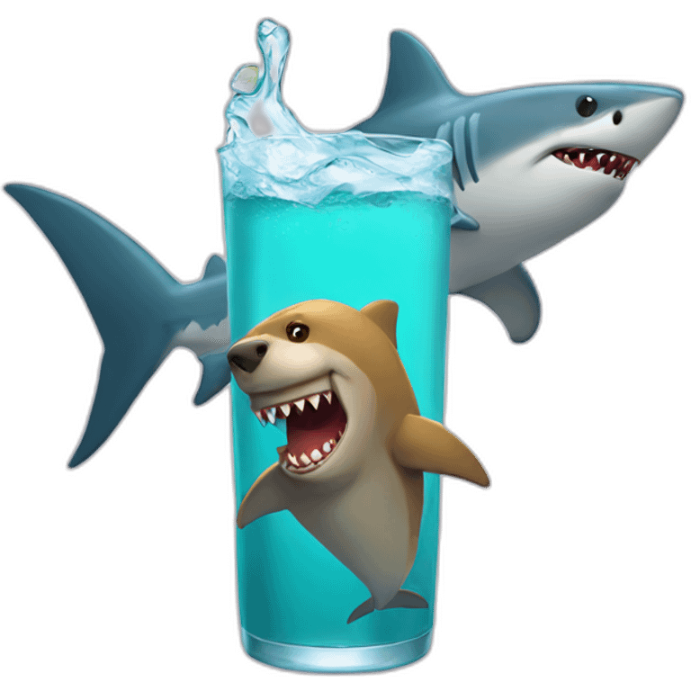 Shark drink a bear   emoji