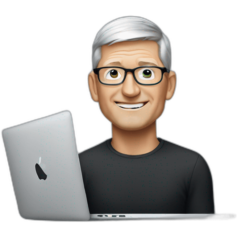 tim cook with a macbook pro emoji