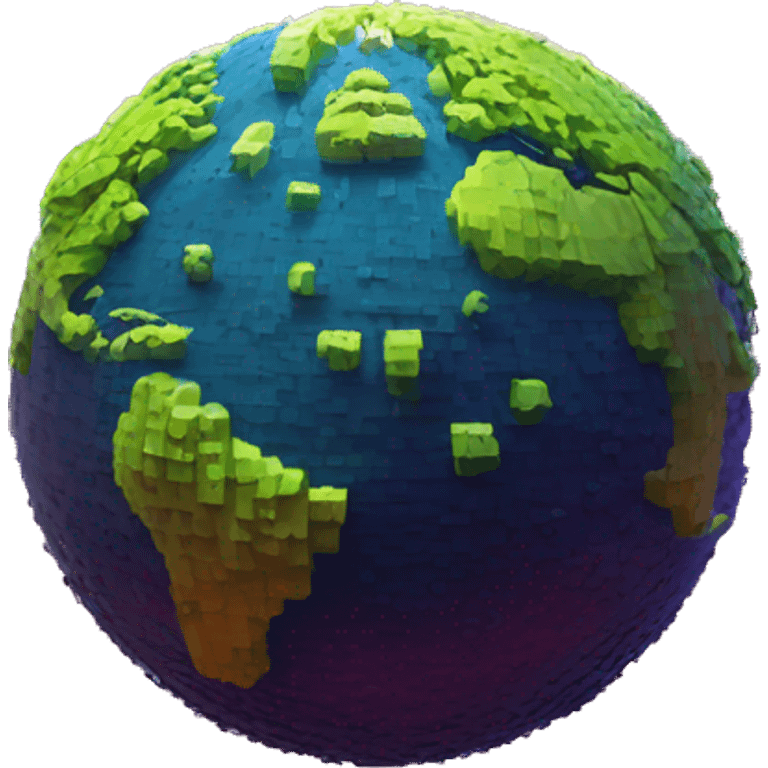 Planet made of voxels emoji