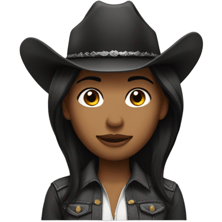 a cowgirl with black straight hair emoji