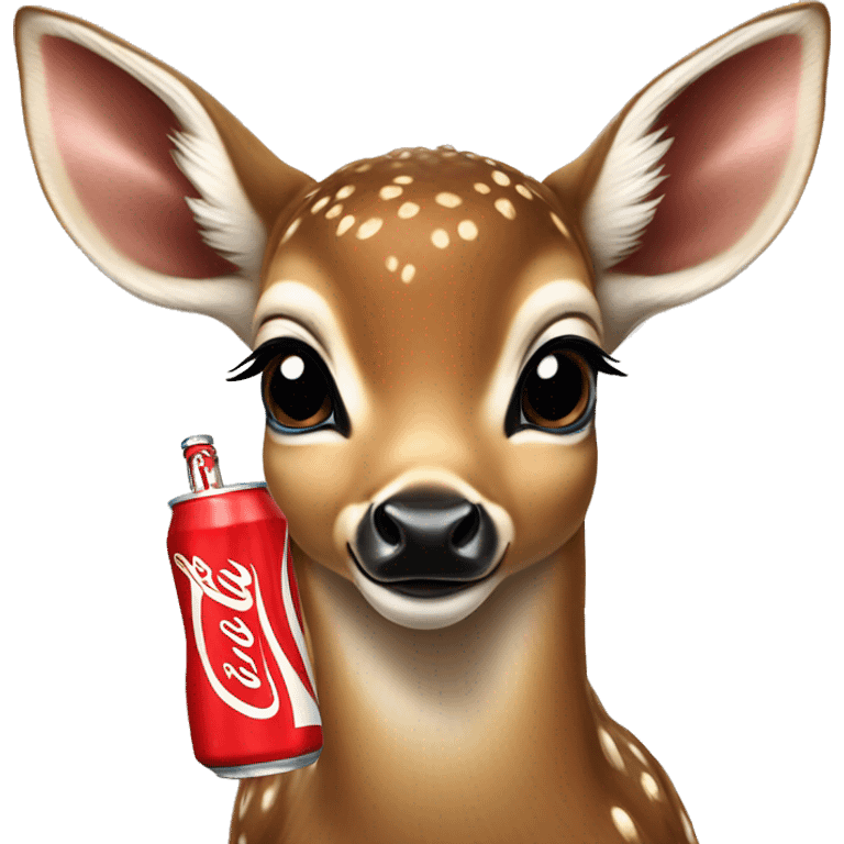 baby deer sipping on Coca Cola No Sugar emoji