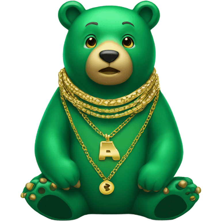 Green bear wearing a lot of gold necklaces  emoji