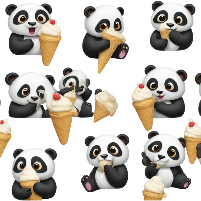 Panda eating ice cream emoji